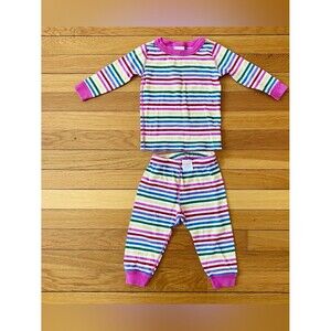 Hanna Andersson Colorful Rainbow Cotton Stripe Two Piece Pajamas 80 18-24